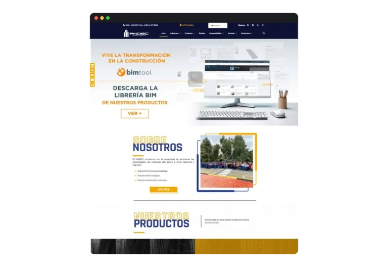 Sitio web de ANDEC · Acerías Nacionales del Ecuador desarrollado por Distinweb