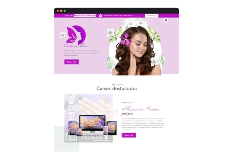 Sitio web de Aprende Estética en Línea desarrollado por Distinweb