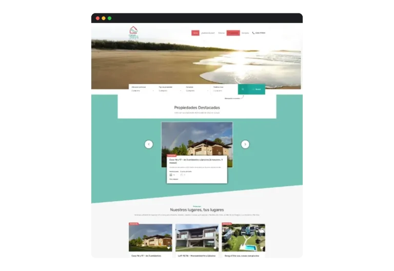 Sitio web de Casas en la Playa desarrollado por Distinweb