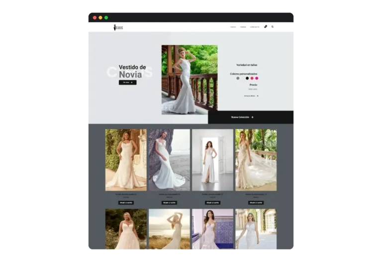 Sitio web de Cleos · Vestidos de novia desarrollado por Distinweb