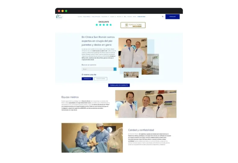 Sitio web de Clínica San Román desarrollado por Distinweb