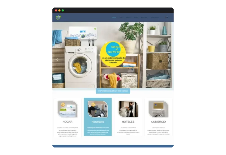 Sitio web de Ecowasher desarrollado por Distinweb