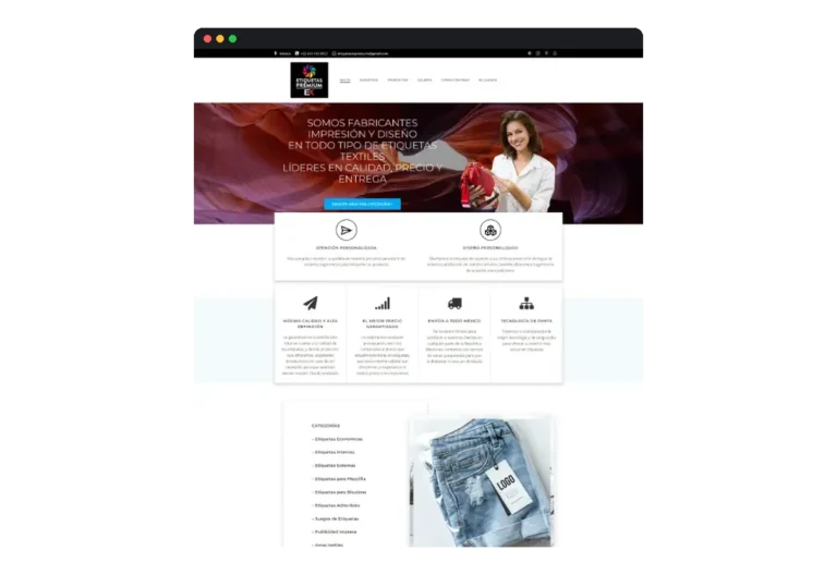 Sitio web de Etiquetas Express desarrollado por Distinweb