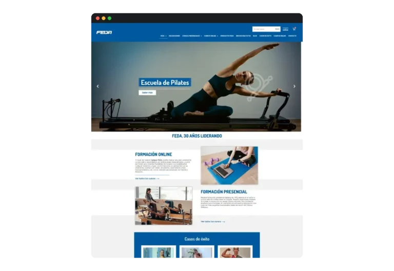 Sitio web de FEDA · Federación Española de Actividades Dirigidas y Fitness desarrollado por Distinweb