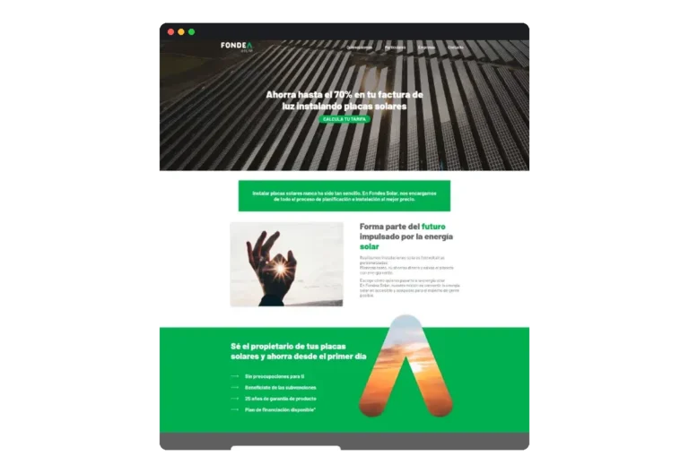 Sitio web de Fondea Solar desarrollado por Distinweb