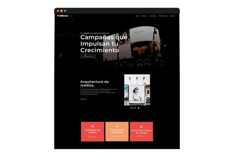 Sitio web de Fullmedia · Agencia de medios desarrollado por Distinweb