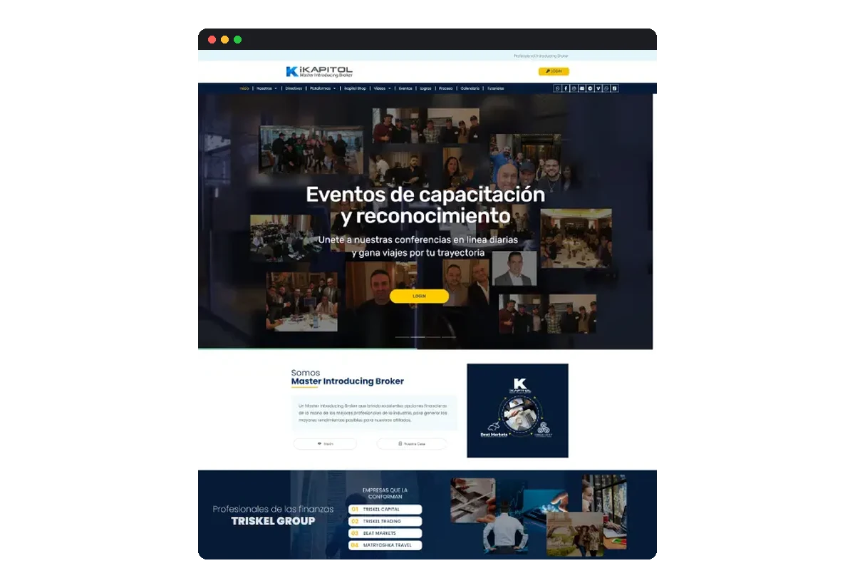 Sitio web de iKapitol · Master Introducing Broker desarrollado por Distinweb
