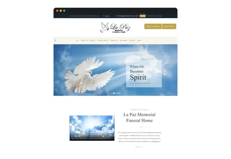 Sitio web de La Paz Memorial Funeral Home desarrollado por Distinweb