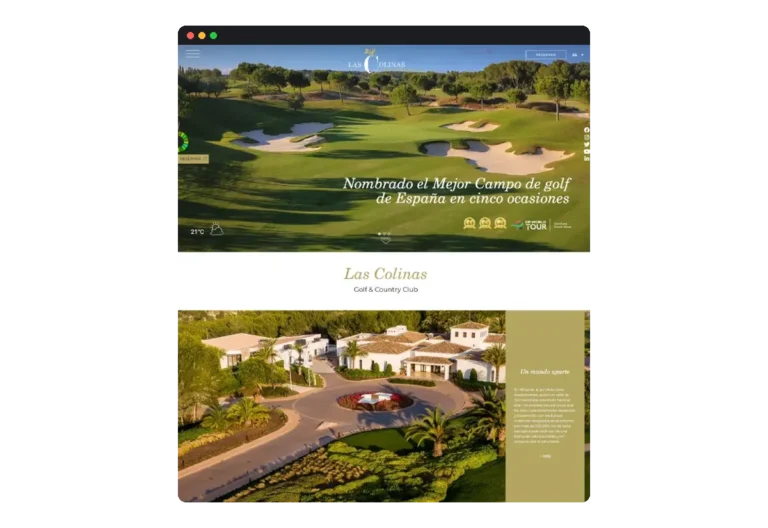 Sitio web de Las Colinas Golf & Country Club desarrollado por Distinweb