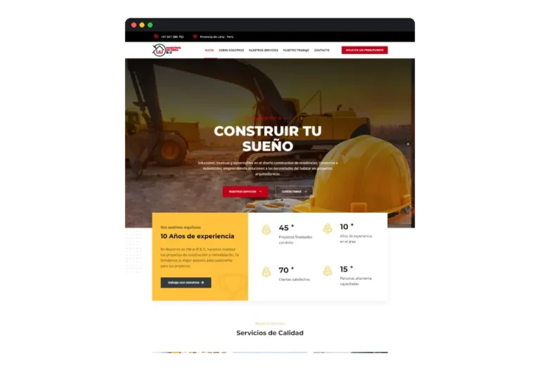 Sitio web de Maestros de Obra Lima desarrollado por Distinweb