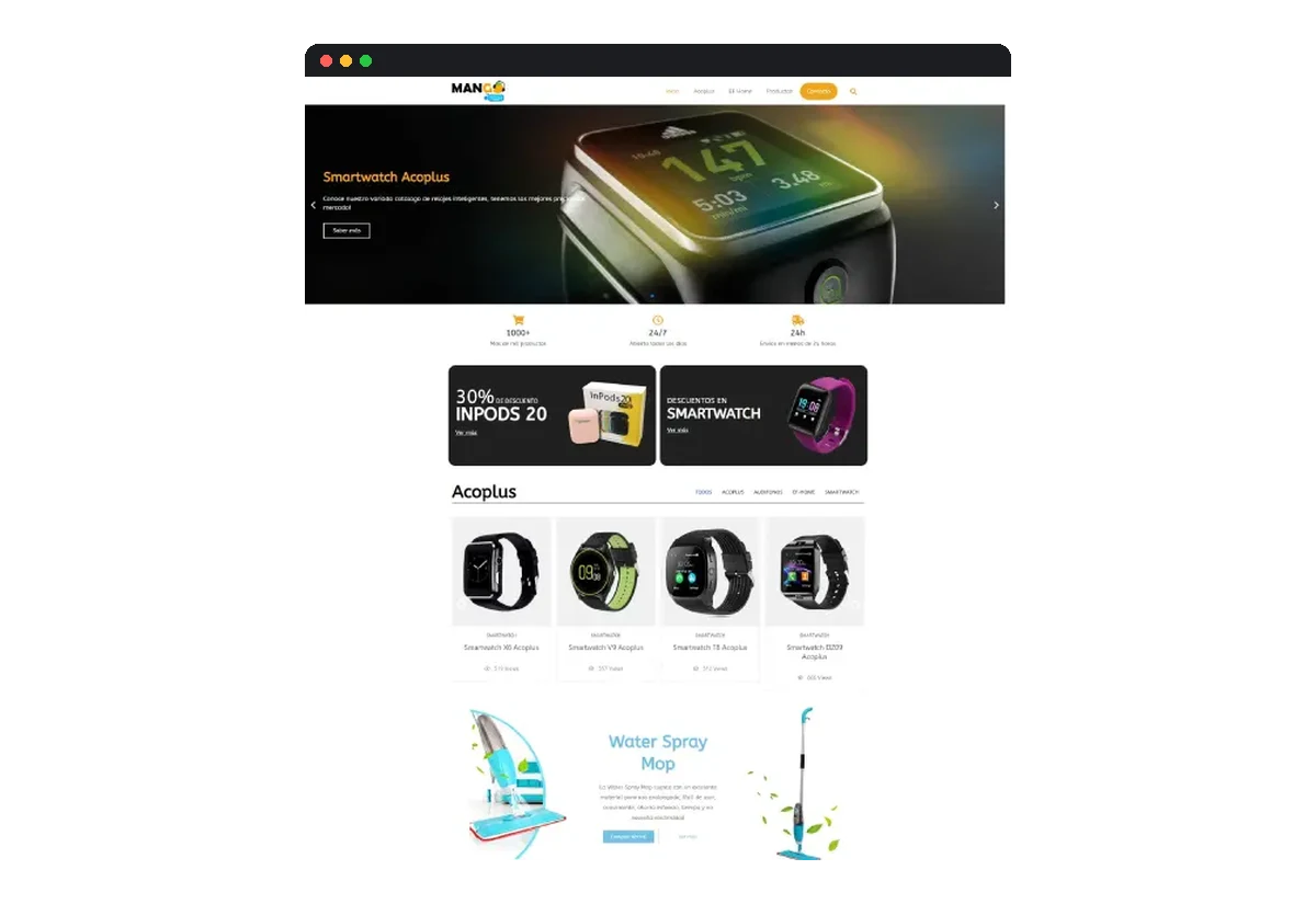 Sitio web de Mangotech desarrollado por Distinweb