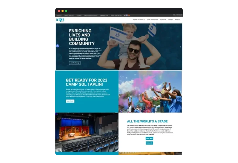 Sitio web de MARJCC · Michael-Ann Russell Jewish Community Center desarrollado por Distinweb