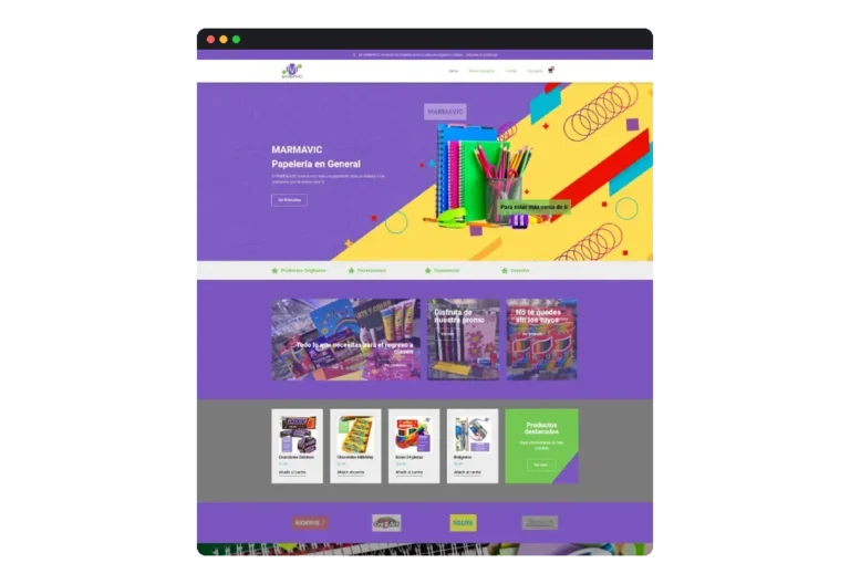Sitio web de Marmavic · Papelería desarrollado por Distinweb