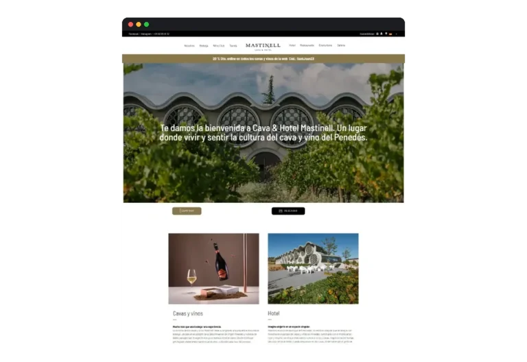 Sitio web de Cava & Hotel Mastinell desarrollado por Distinweb