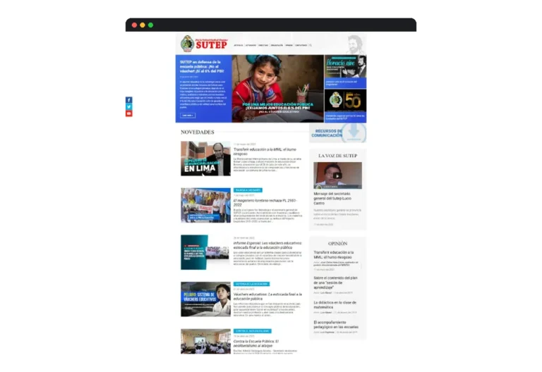 Sitio web de SUTEP · Sindicato de docentes del Perú desarrollado por Distinweb