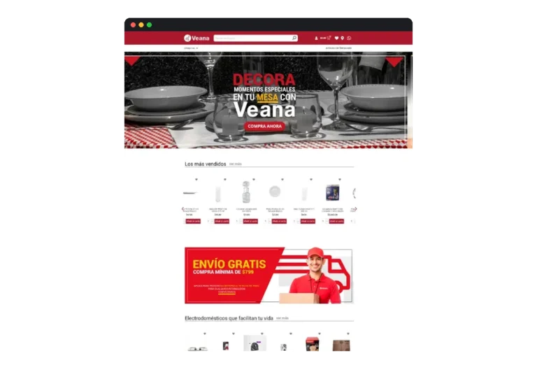 Sitio web de Veana · Mesa, cocina y hogar desarrollado por Distinweb