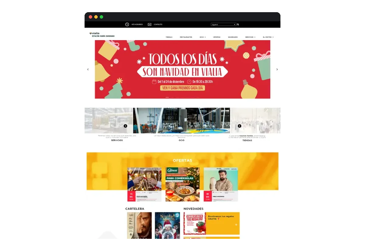 Sitio web de Vialia Estación María Zambrano desarrollado por Distinweb
