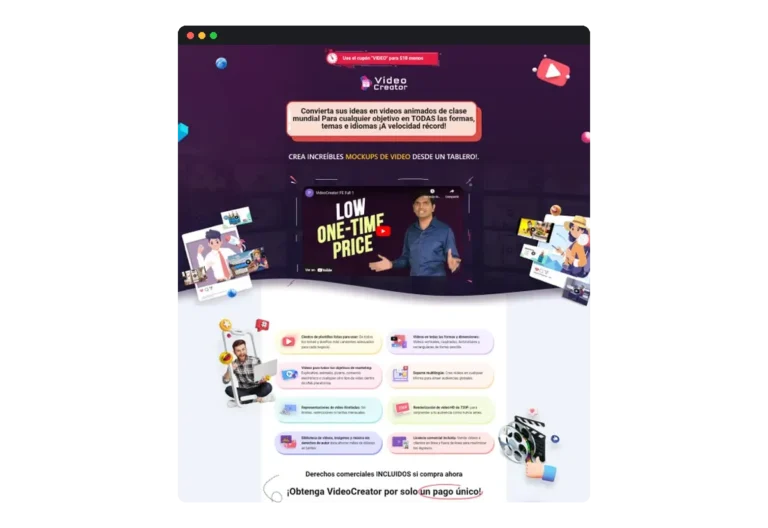 Sitio web de VideoCreator · Página de ventas desarrollado por Distinweb